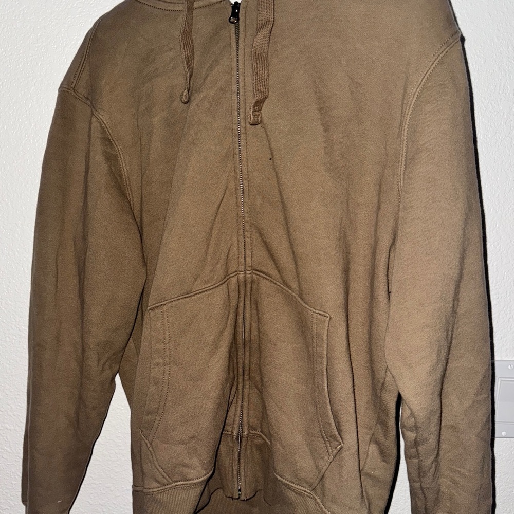 Men's Tan Full-Zip Hoodie